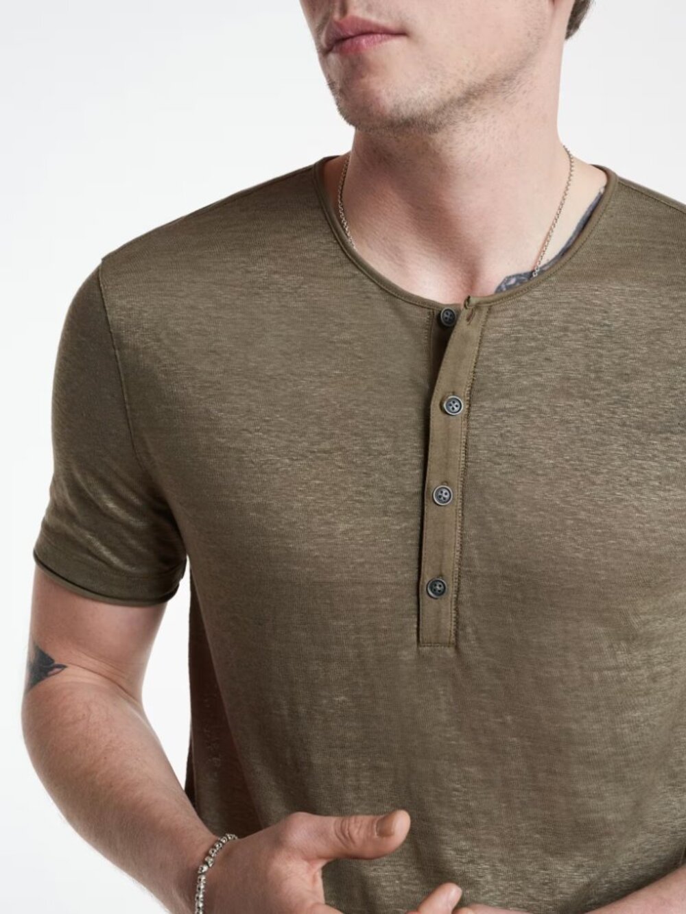 John Varvatos Bleeker Linen Henley Tee